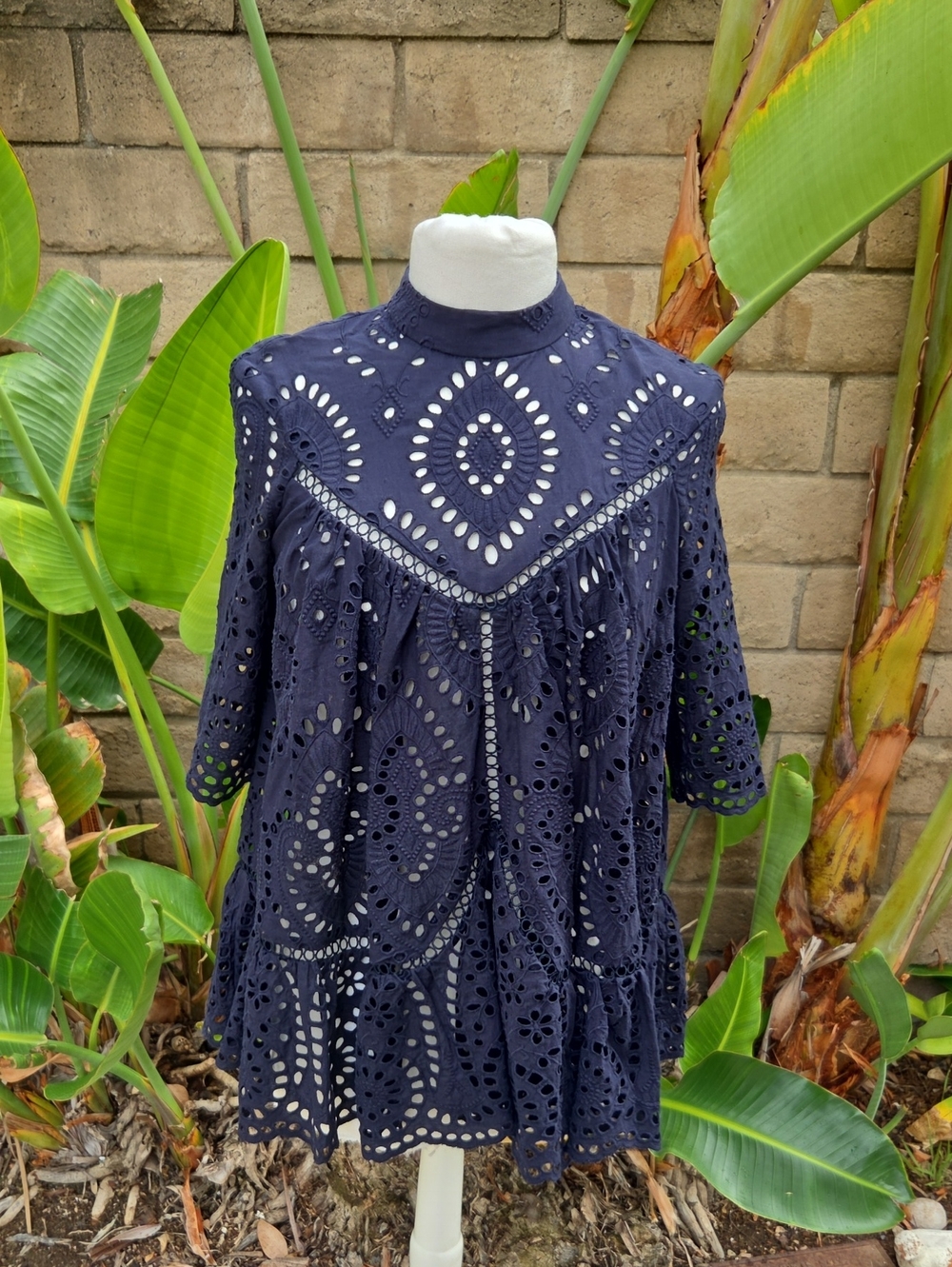 Zimmermann Harlequin Broderie Anglaise Top Navy Small 1